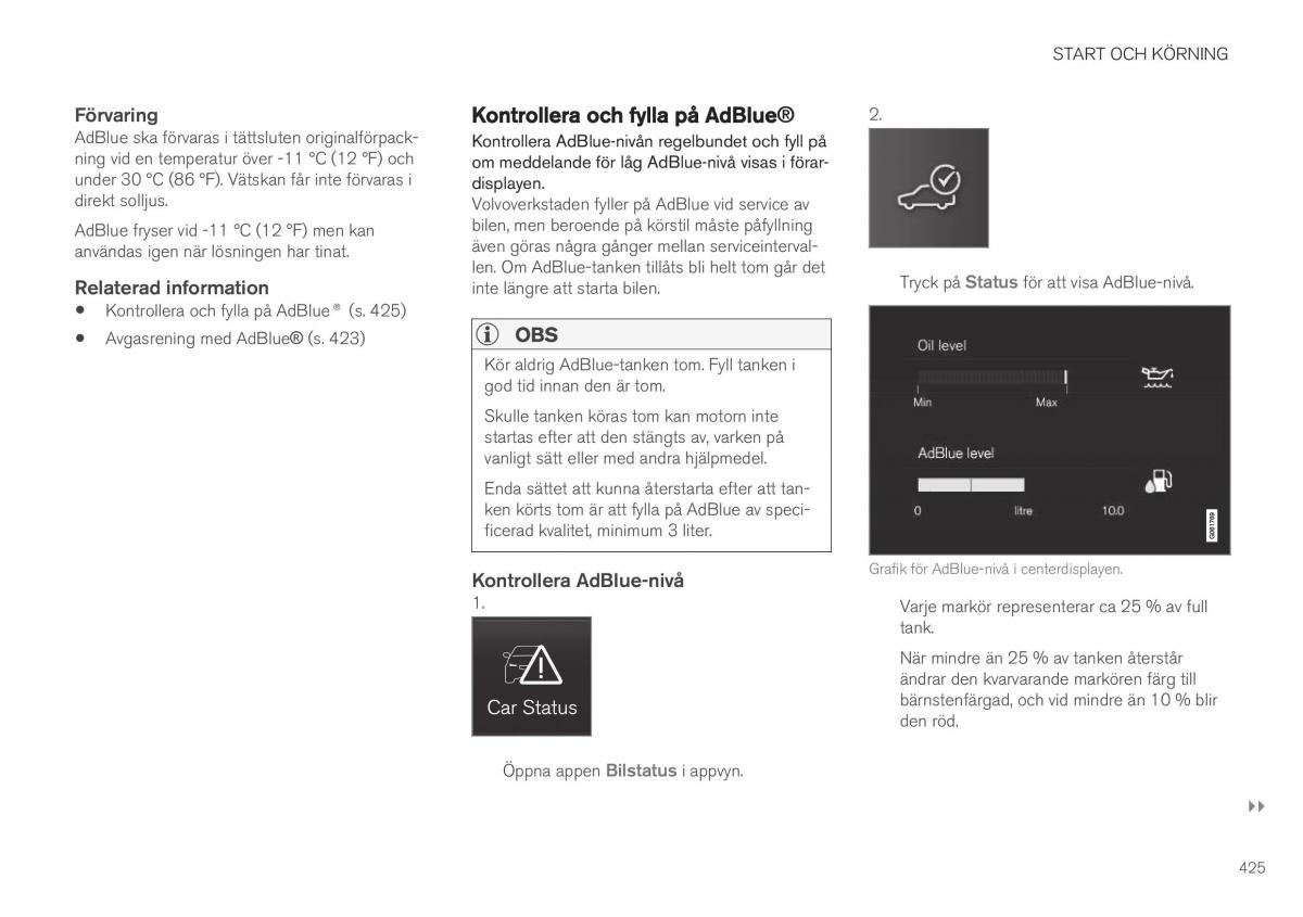 Volvo XC40 instruktionsbok / page 427