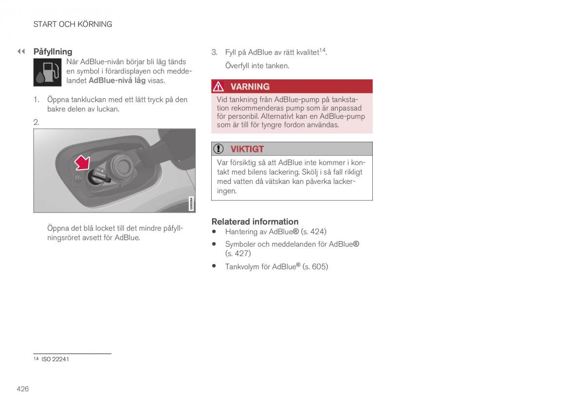 Volvo XC40 instruktionsbok / page 428