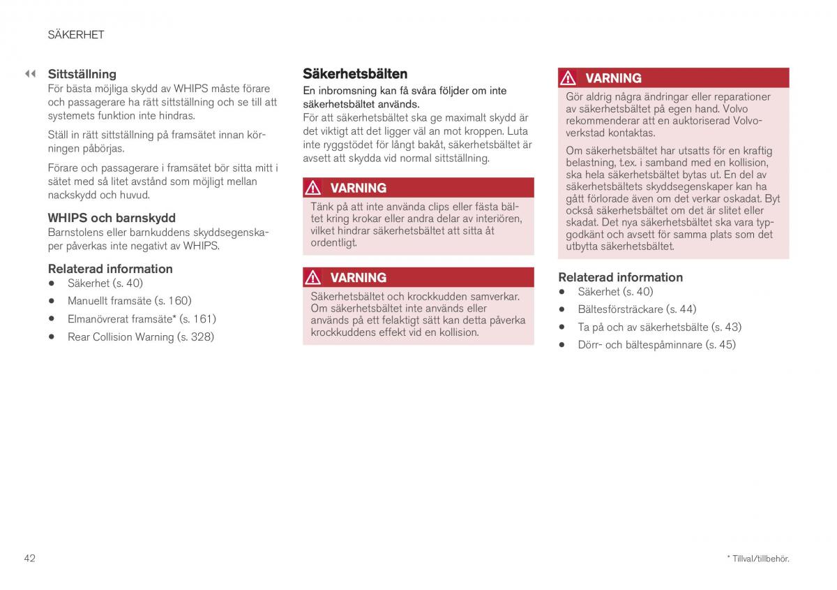 Volvo XC40 instruktionsbok / page 44