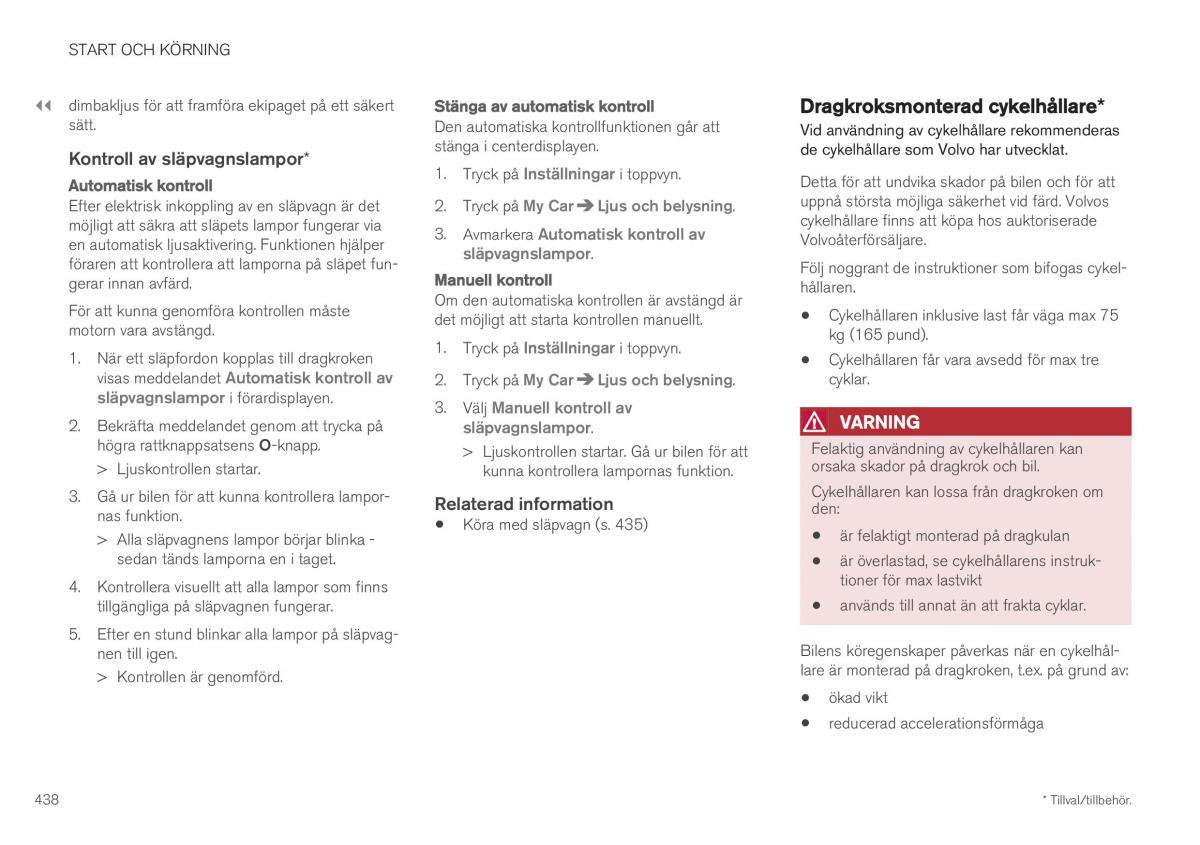 Volvo XC40 instruktionsbok / page 440
