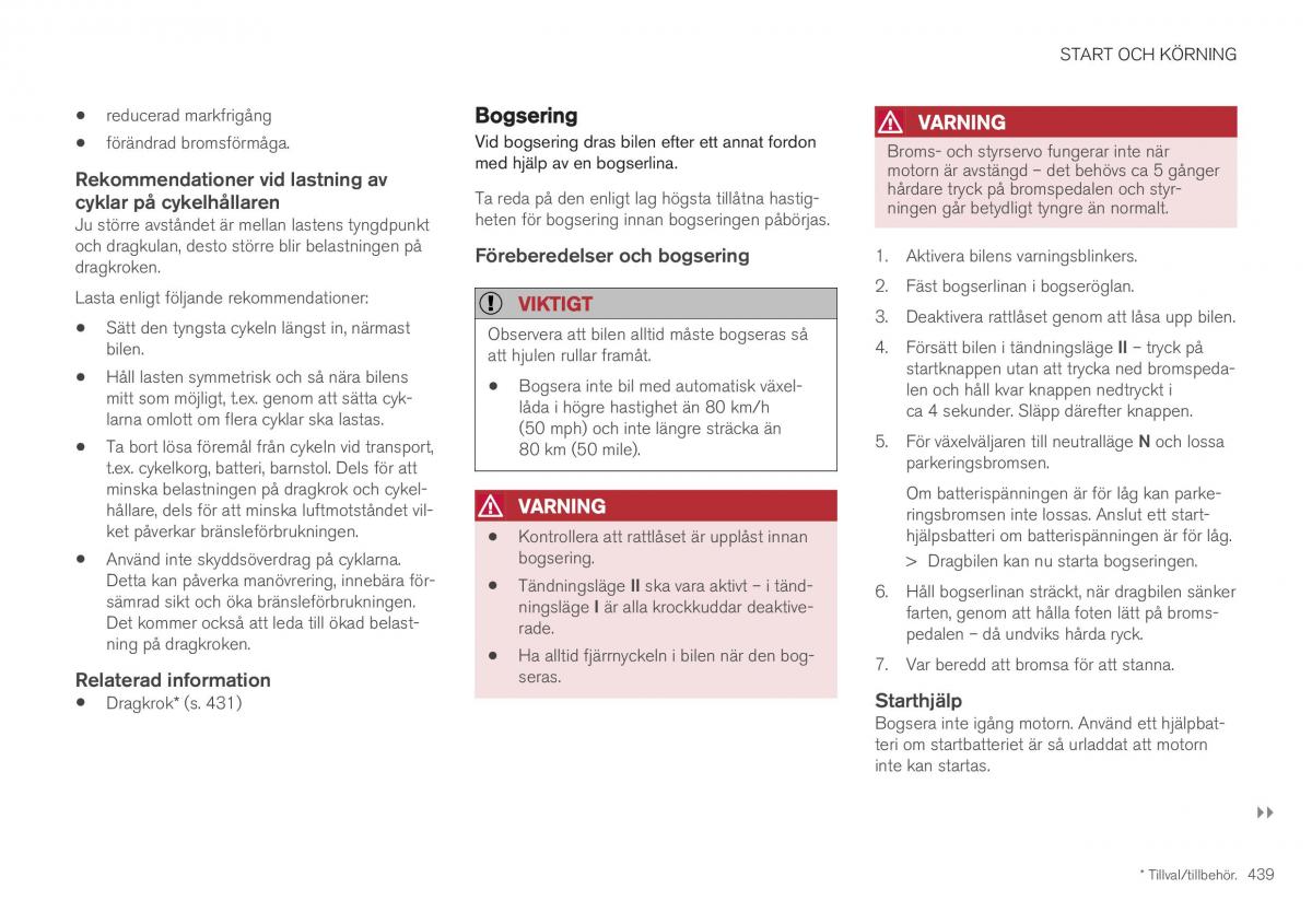 Volvo XC40 instruktionsbok / page 441