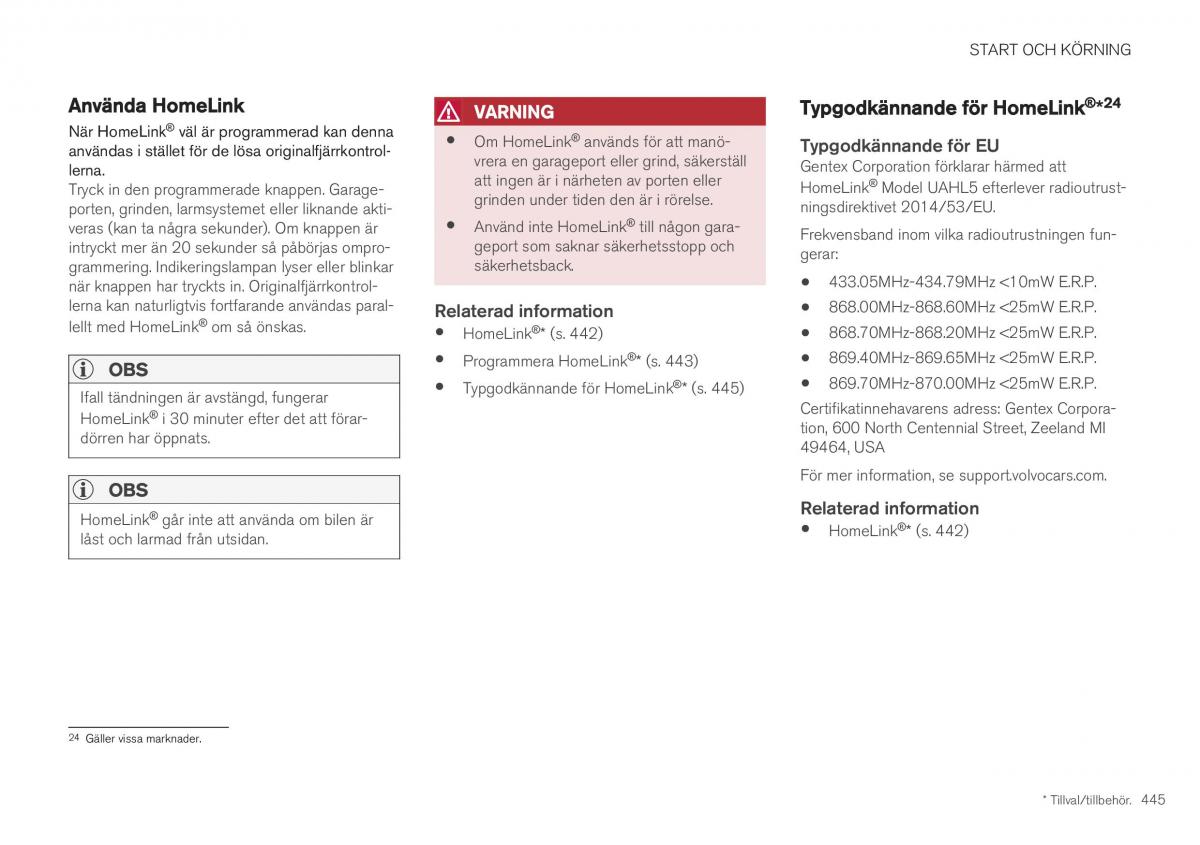 Volvo XC40 instruktionsbok / page 447