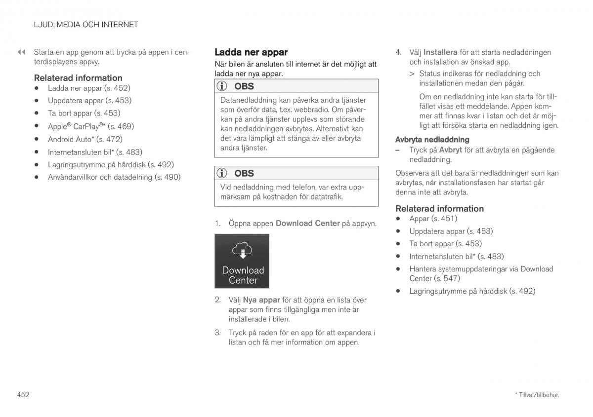 Volvo XC40 instruktionsbok / page 454