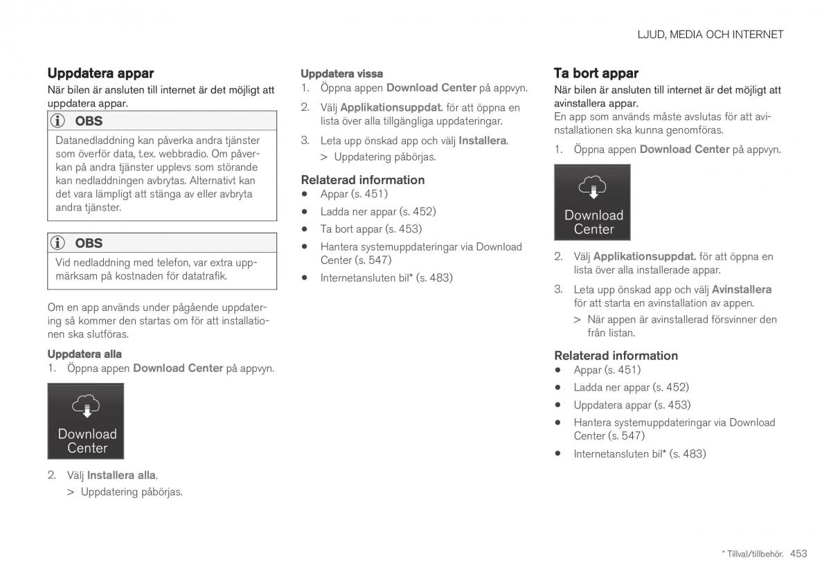 Volvo XC40 instruktionsbok / page 455