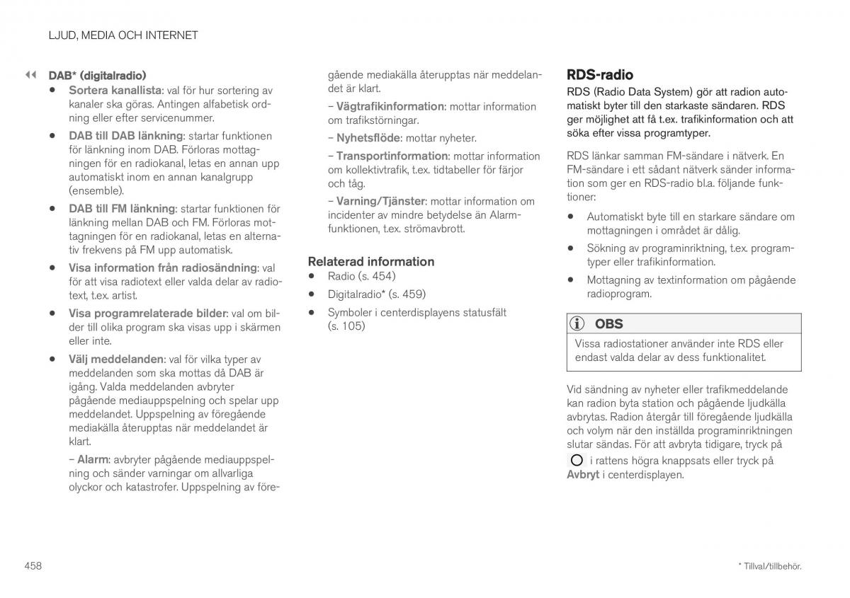 Volvo XC40 instruktionsbok / page 460