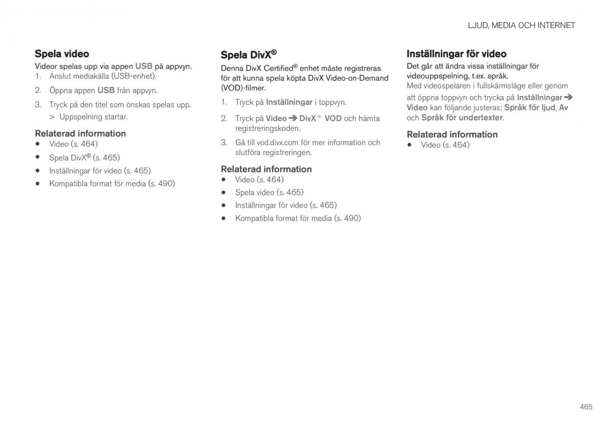 Volvo XC40 instruktionsbok / page 467