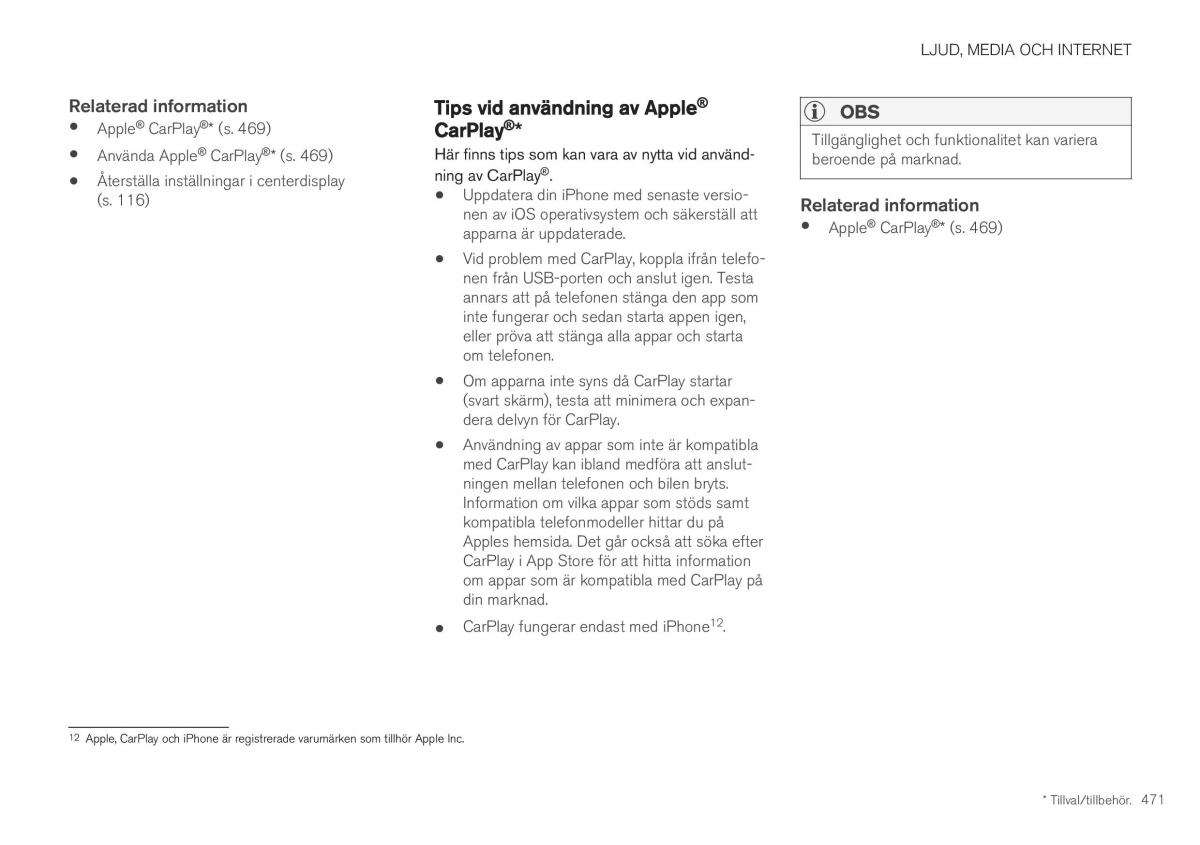 Volvo XC40 instruktionsbok / page 473