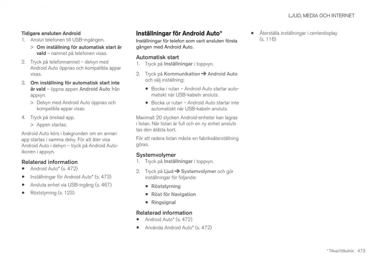 Volvo XC40 instruktionsbok / page 475