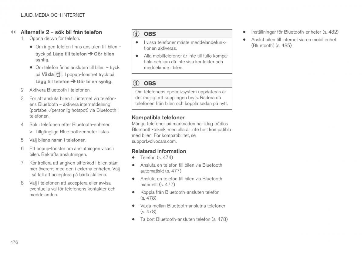 Volvo XC40 instruktionsbok / page 478