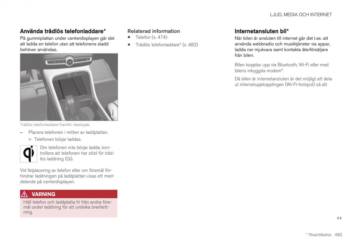 Volvo XC40 instruktionsbok / page 485