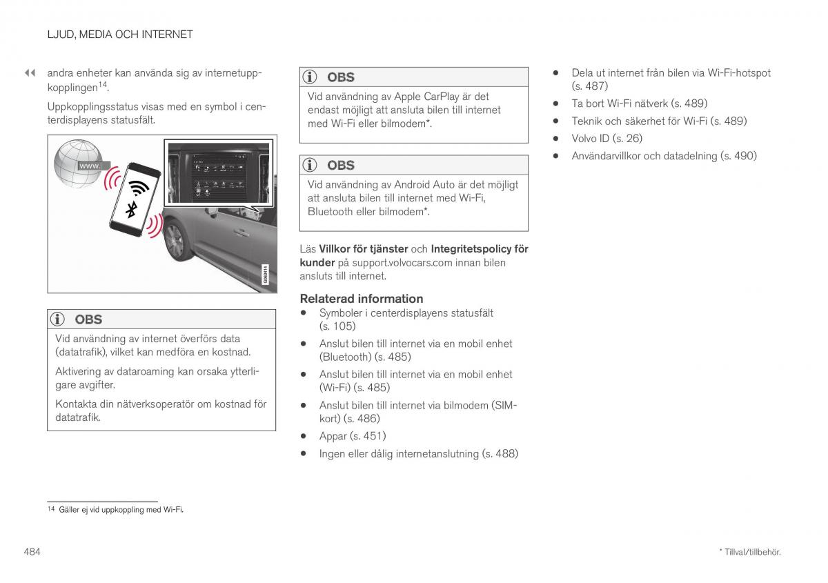 Volvo XC40 instruktionsbok / page 486