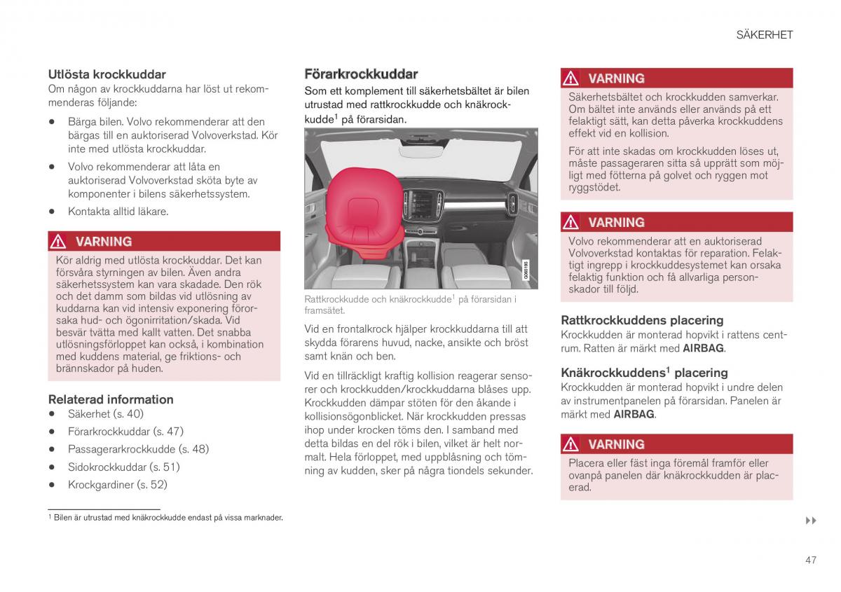 Volvo XC40 instruktionsbok / page 49