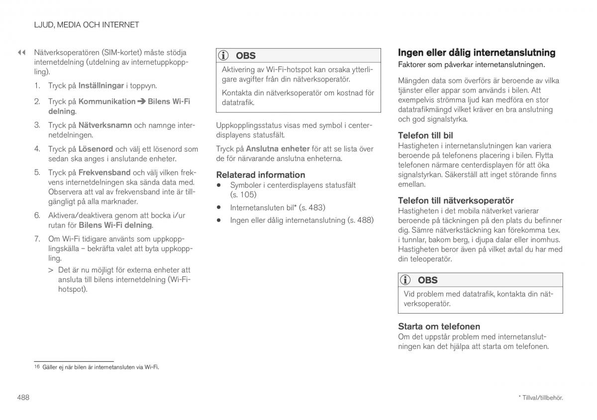 Volvo XC40 instruktionsbok / page 490