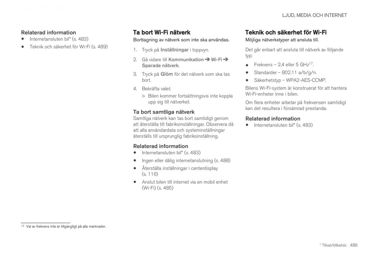 Volvo XC40 instruktionsbok / page 491