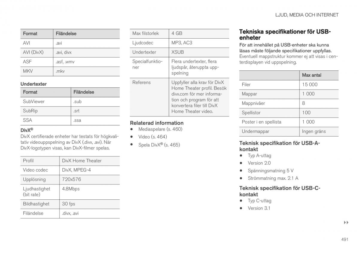 Volvo XC40 instruktionsbok / page 493