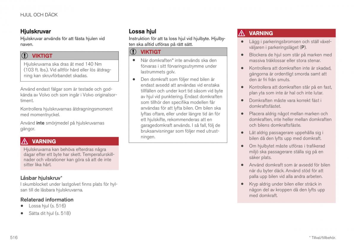 Volvo XC40 instruktionsbok / page 518