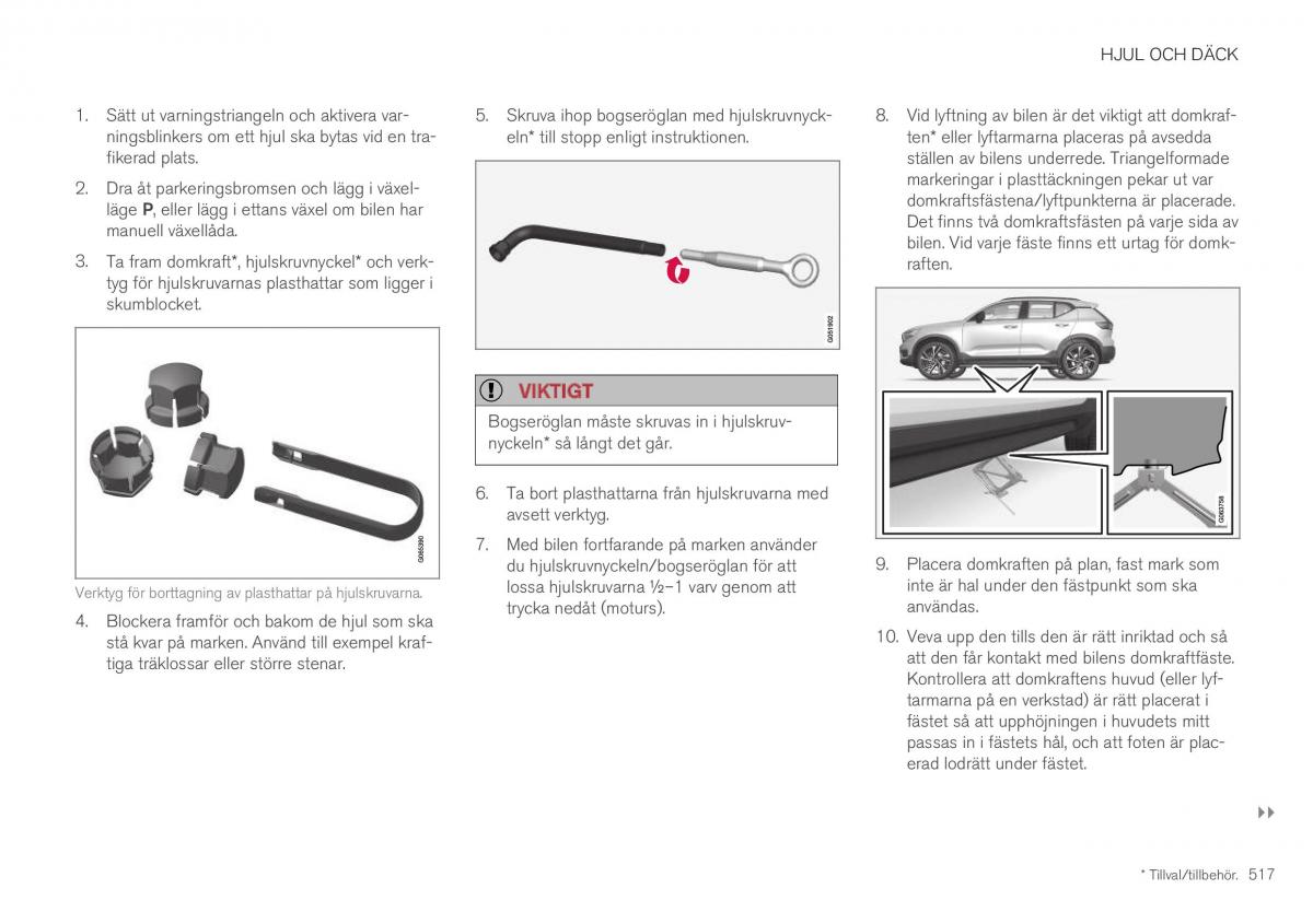 Volvo XC40 instruktionsbok / page 519