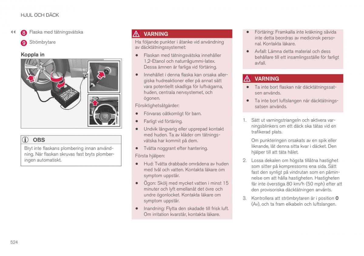 Volvo XC40 instruktionsbok / page 526