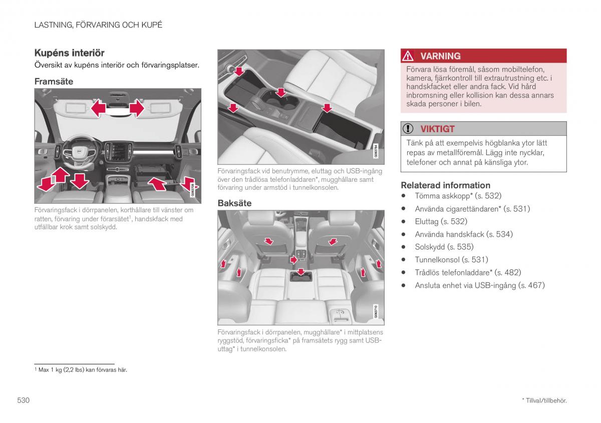 Volvo XC40 instruktionsbok / page 532