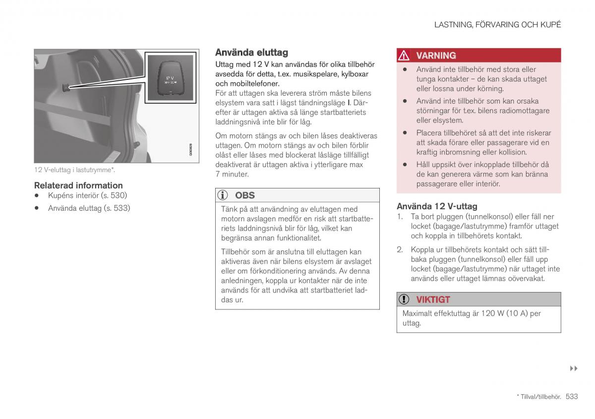 Volvo XC40 instruktionsbok / page 535