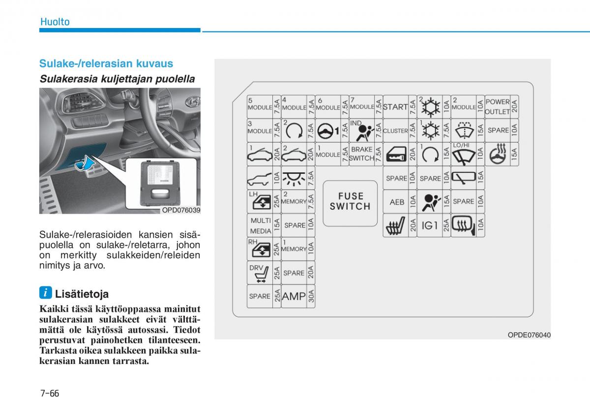 Hyundai i30 III 3 omistajan kasikirja / page 579