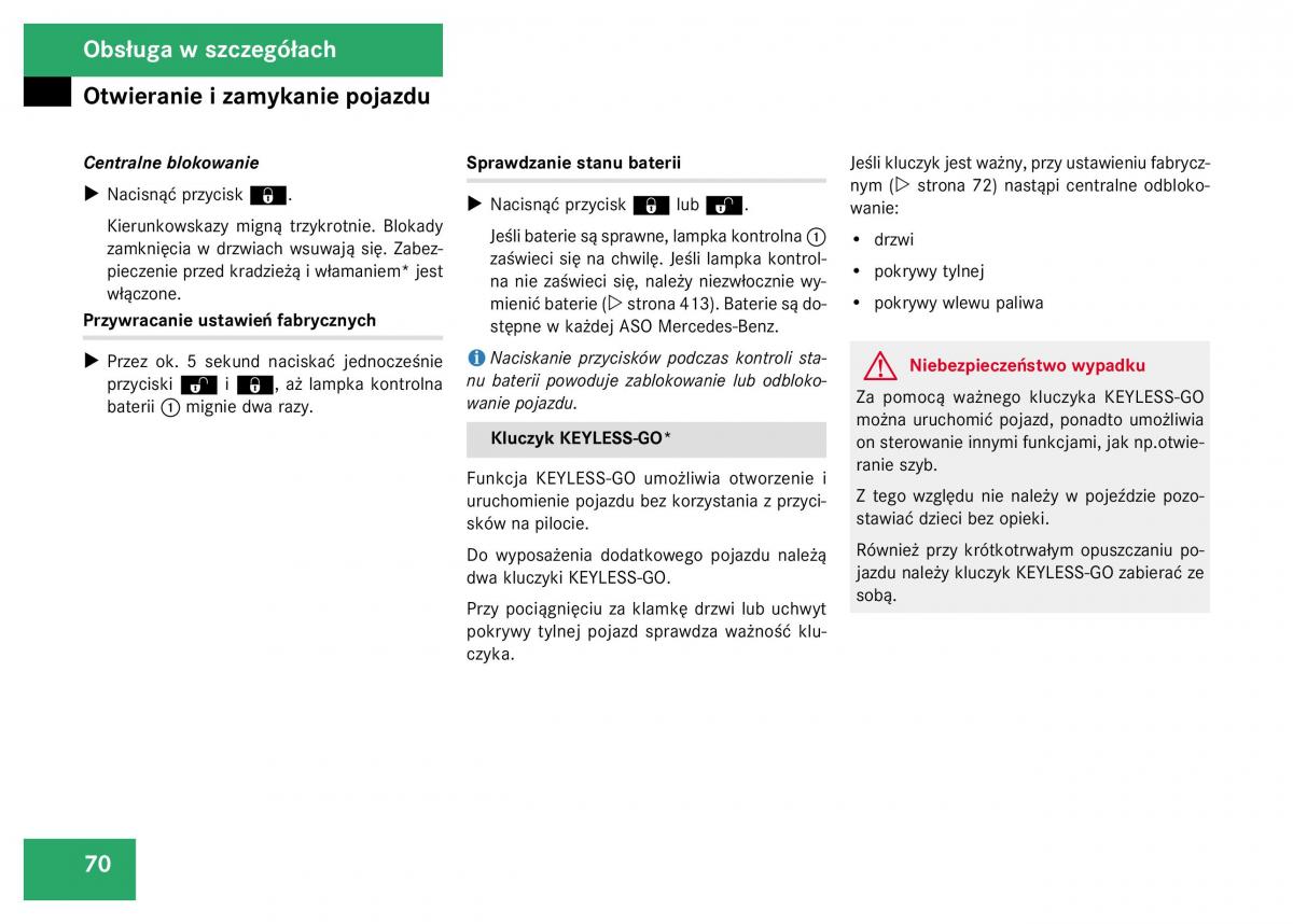 Mercedes Benz GL Class X164 instrukcja obslugi / page 71