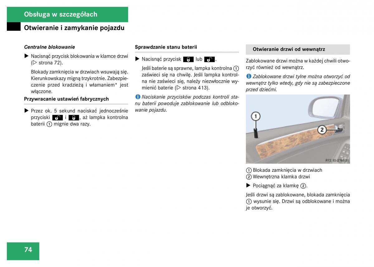 Mercedes Benz GL Class X164 instrukcja obslugi / page 75