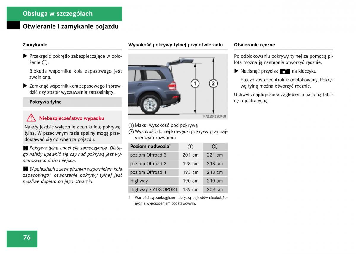 Mercedes Benz GL Class X164 instrukcja obslugi / page 77