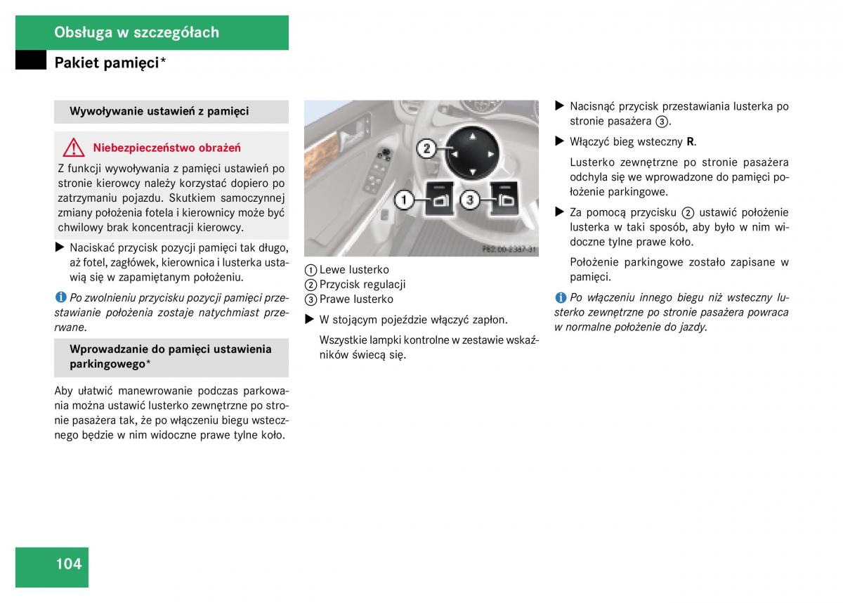 Mercedes Benz GL Class X164 instrukcja obslugi / page 105