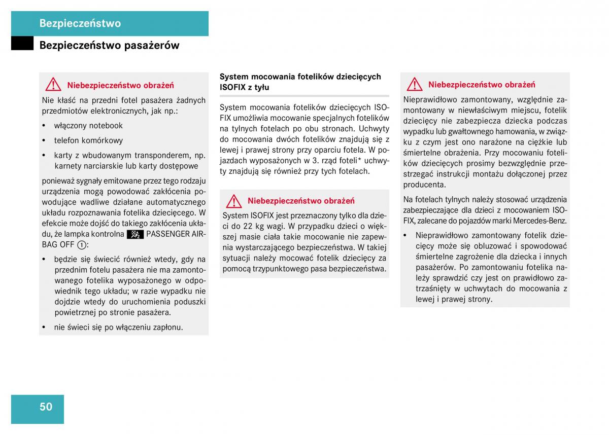 Mercedes Benz GL Class X164 instrukcja obslugi / page 51