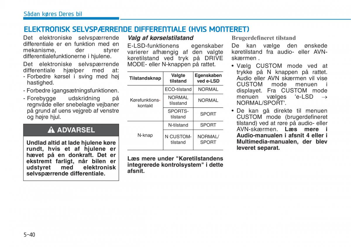 Hyundai i30N Performance Bilens instruktionsbog / page 303