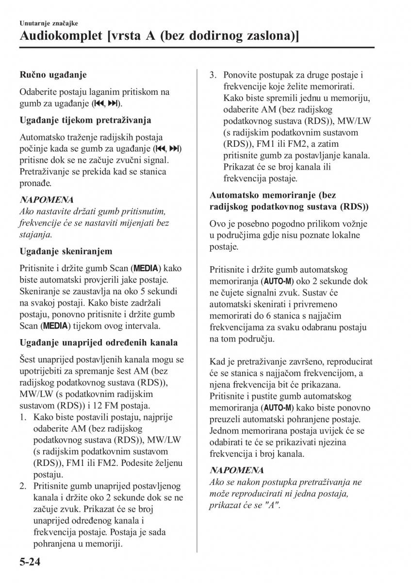 Mazda CX 5 II 2 vlasnicko uputstvo / page 424