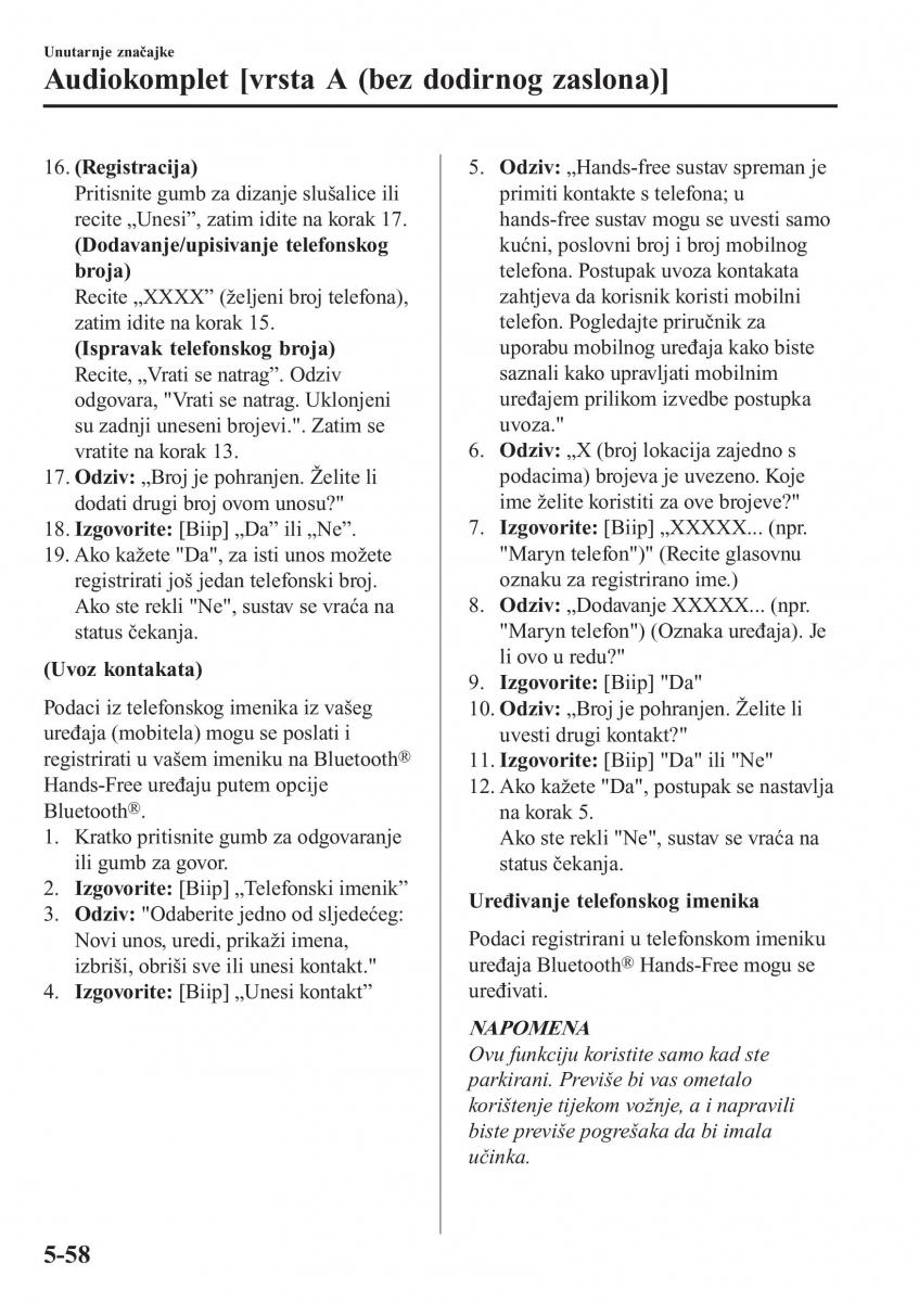 Mazda CX 5 II 2 vlasnicko uputstvo / page 458