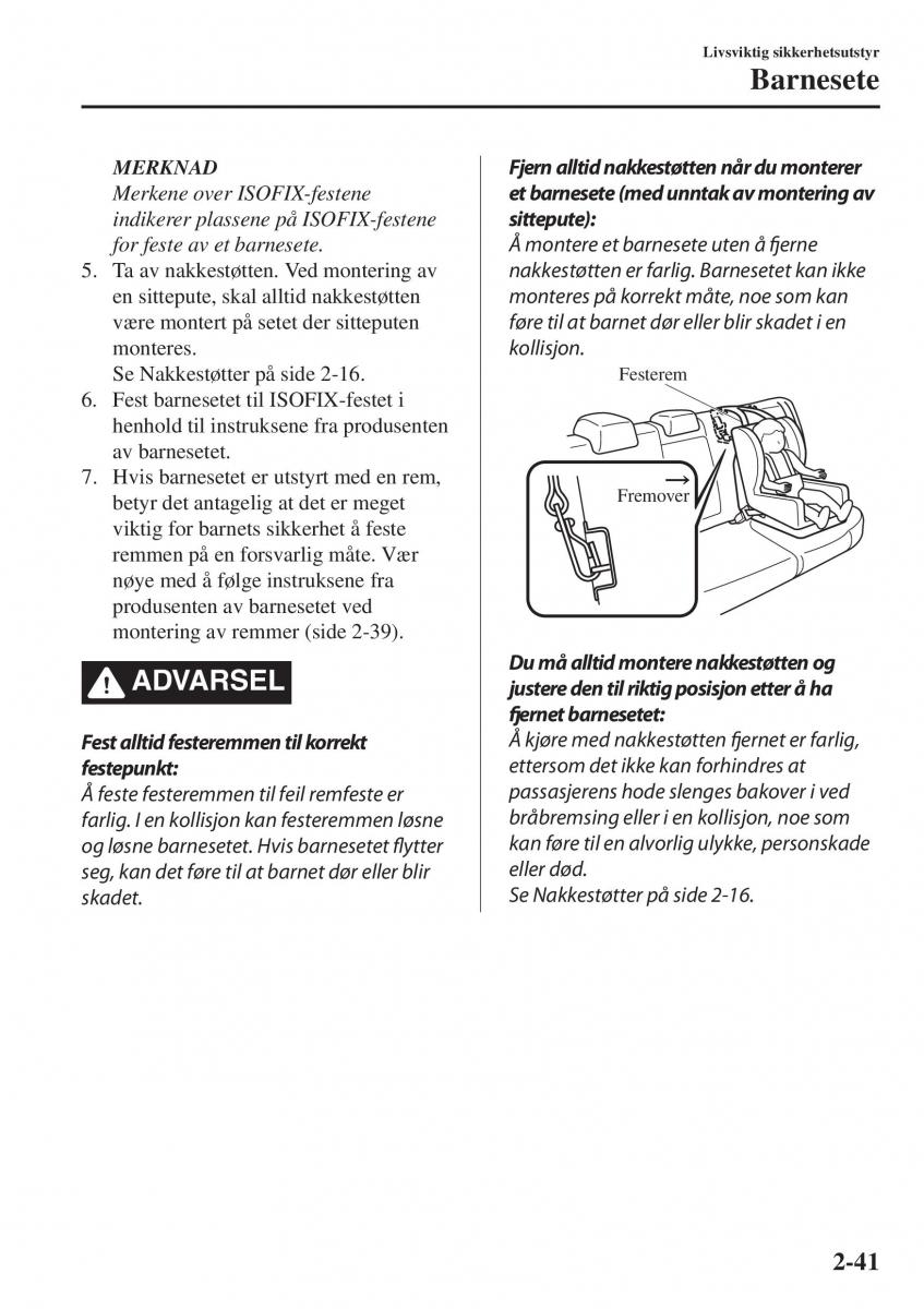 Mazda CX 5 II 2 bruksanvisningen / page 61