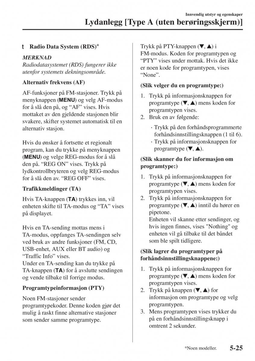 Mazda CX 5 II 2 bruksanvisningen / page 419