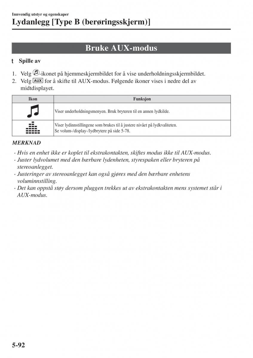 Mazda CX 5 II 2 bruksanvisningen / page 486