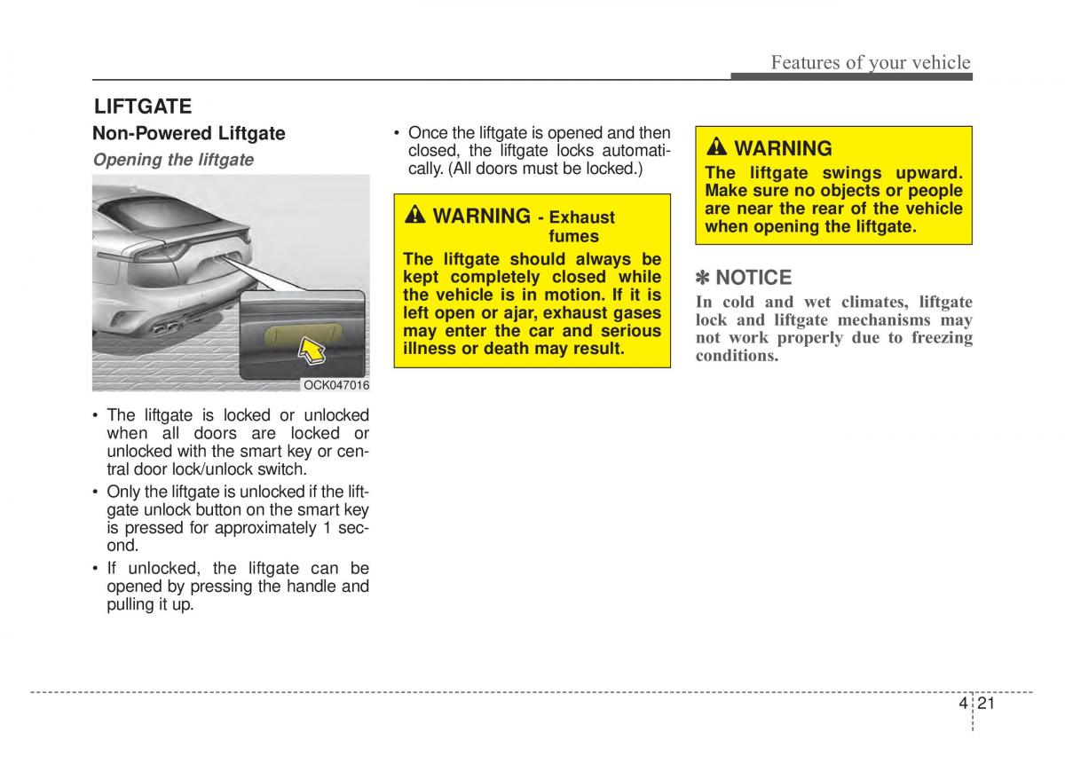 KIA Stinger owners manual / page 108