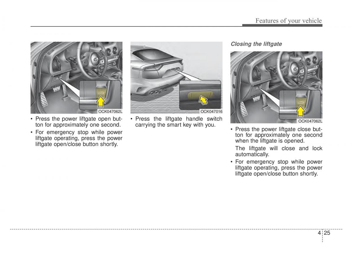 KIA Stinger owners manual / page 112