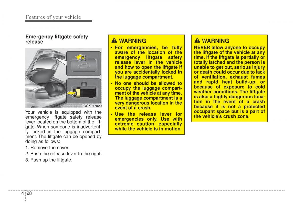 KIA Stinger owners manual / page 115