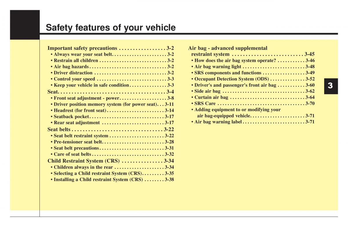 KIA Stinger owners manual / page 17