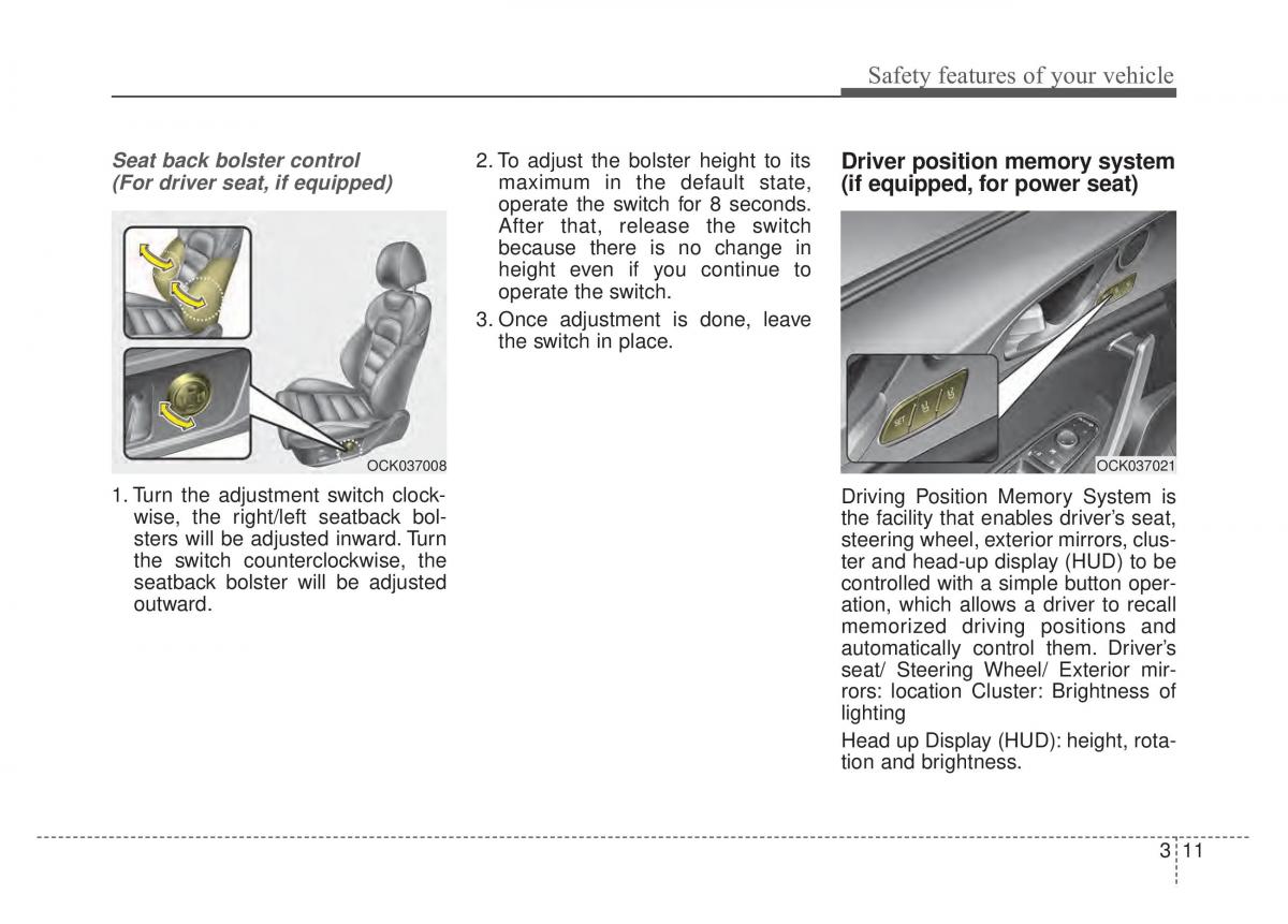 KIA Stinger owners manual / page 27