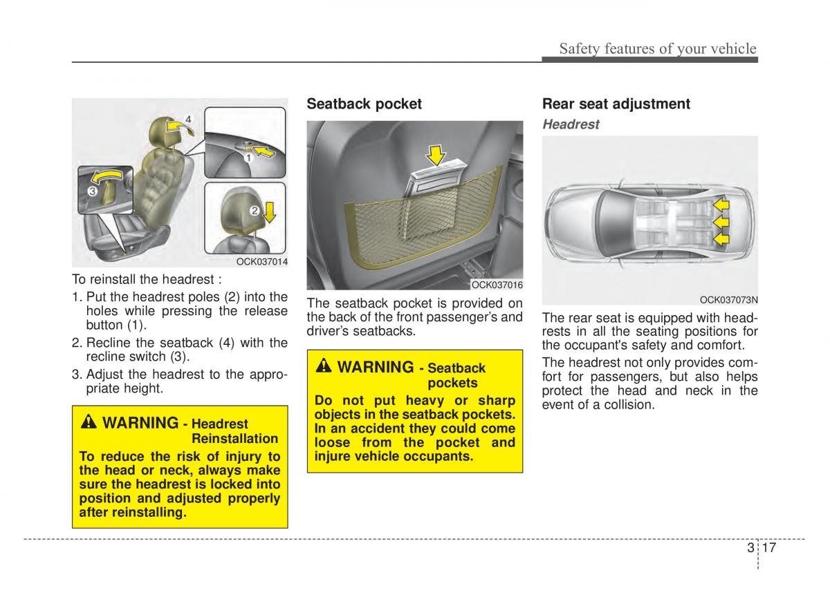 KIA Stinger owners manual / page 33