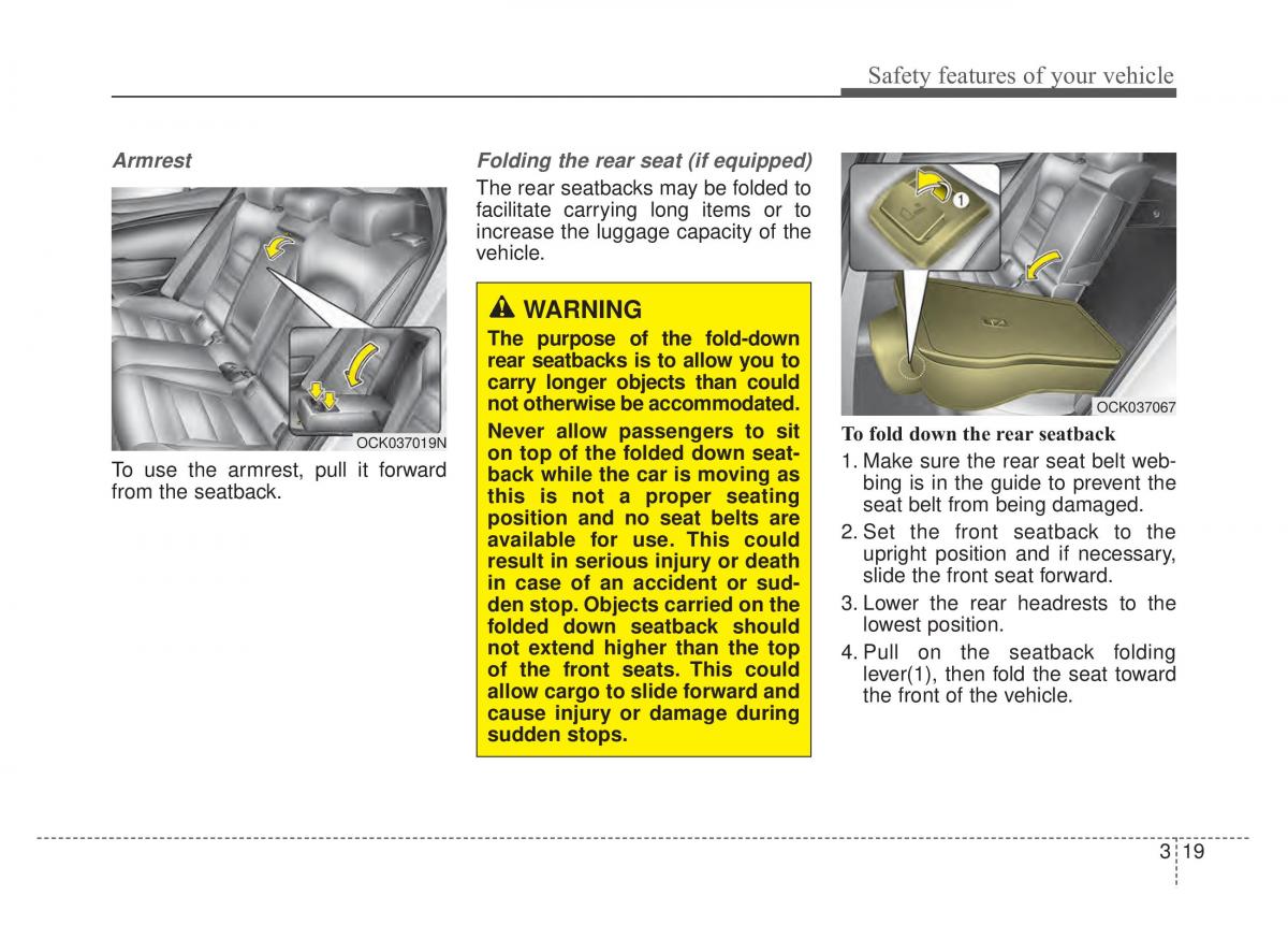 KIA Stinger owners manual / page 35