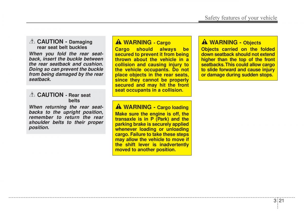 KIA Stinger owners manual / page 37