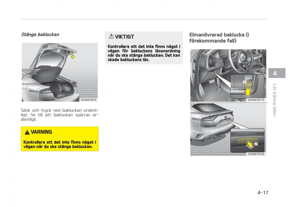 KIA Stinger instruktionsbok / page 107