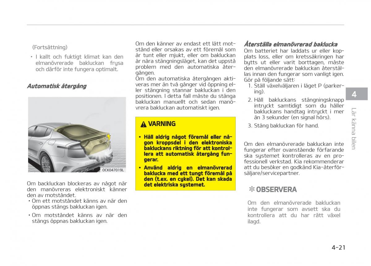 KIA Stinger instruktionsbok / page 111