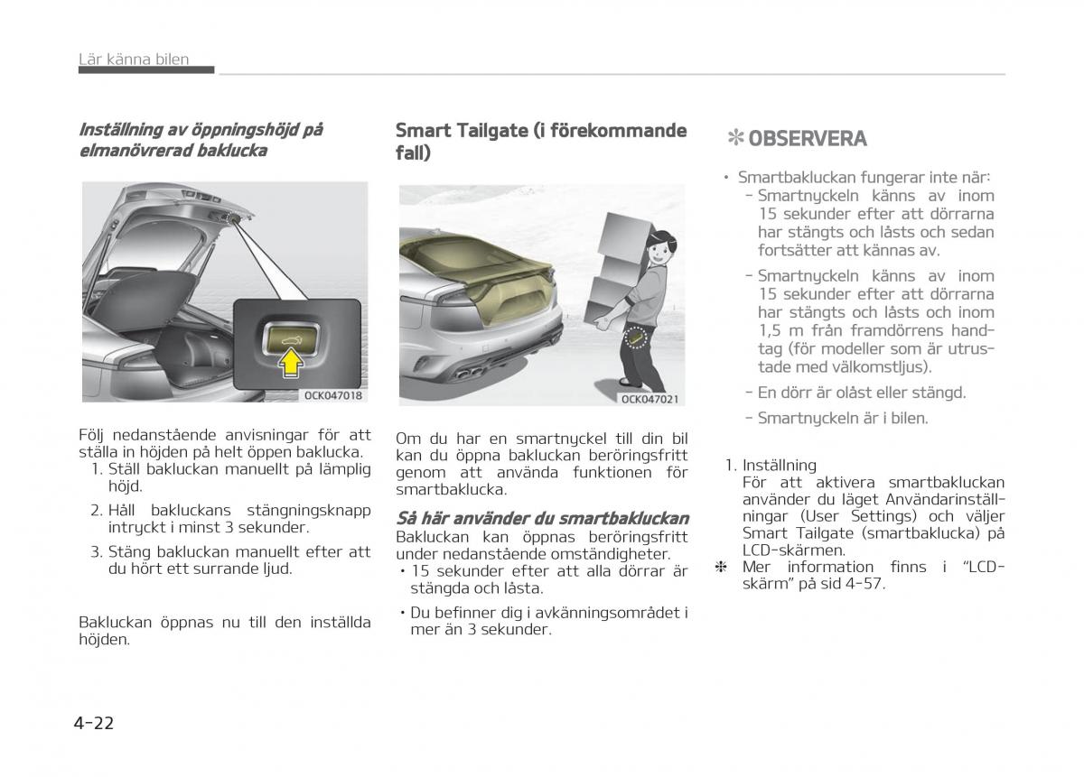 KIA Stinger instruktionsbok / page 112