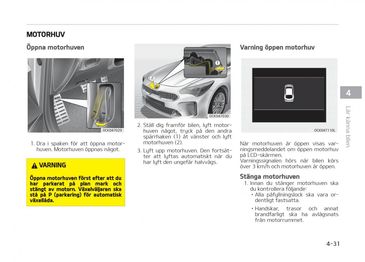 KIA Stinger instruktionsbok / page 121