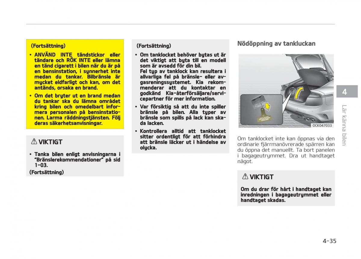 KIA Stinger instruktionsbok / page 125