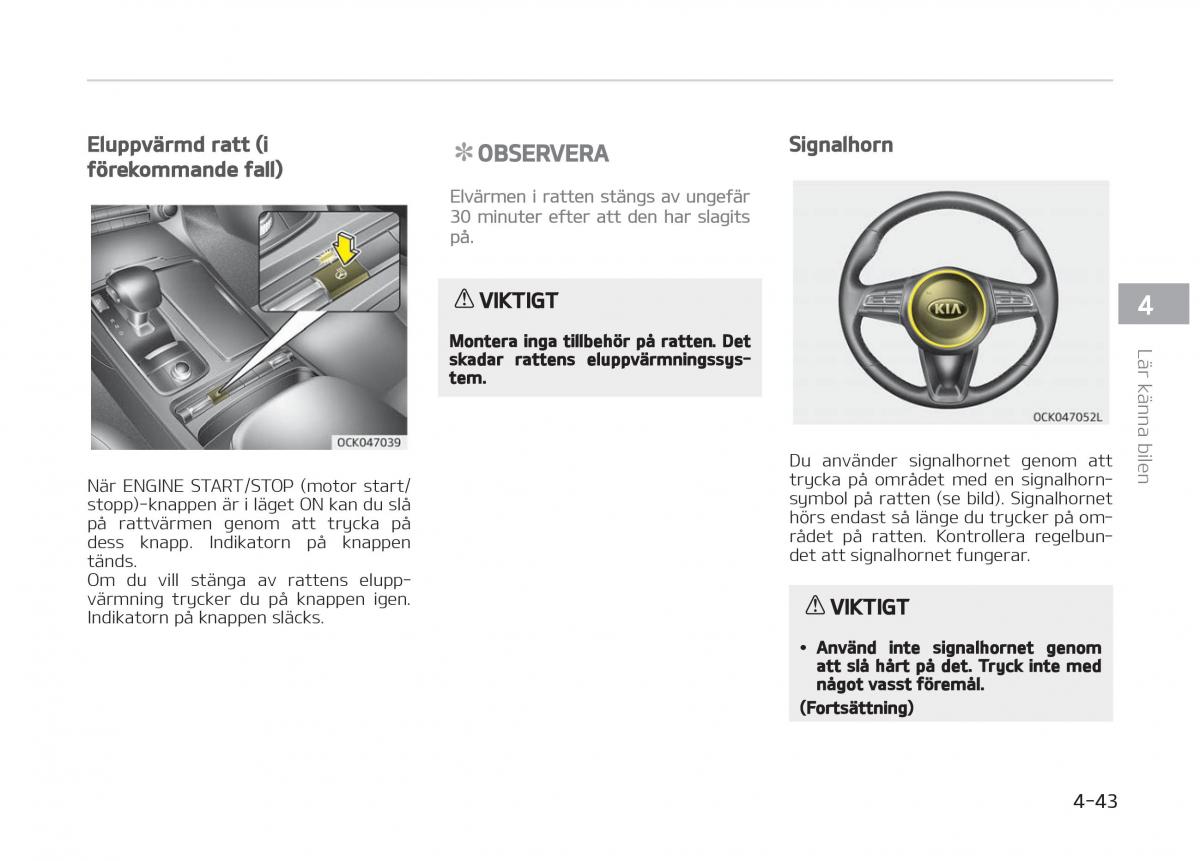 KIA Stinger instruktionsbok / page 133